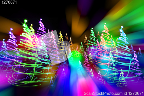 Image of christmas forest from the color lights
