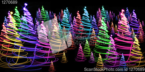 Image of christmas forest from the color lights