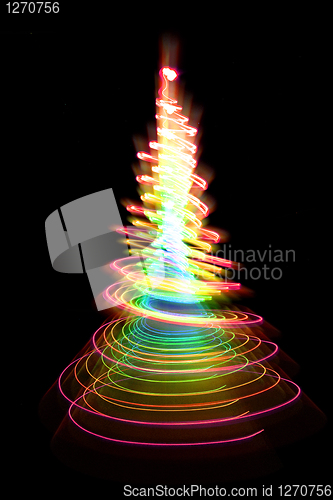 Image of christmas tree from the color lights