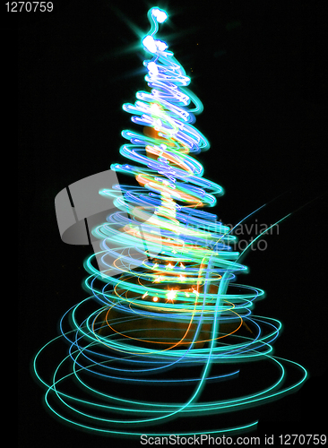 Image of christmas tree from the color lights