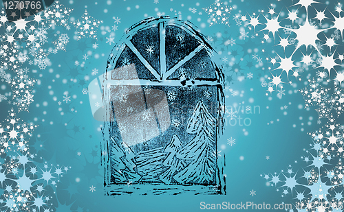 Image of christmas background with snow flakes 