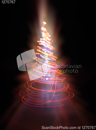 Image of christmas tree from the color lights
