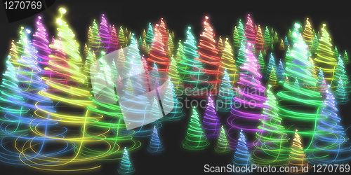 Image of christmas forest from the color lights
