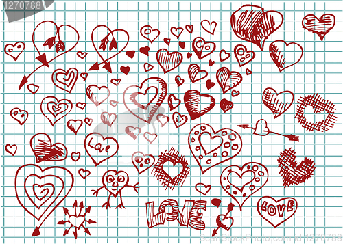 Image of hand drawn heart collection