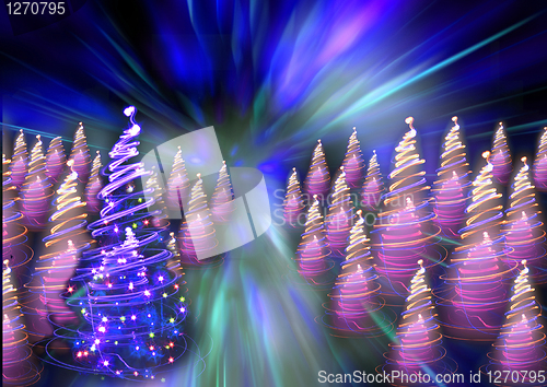 Image of christmas forest from the color lights