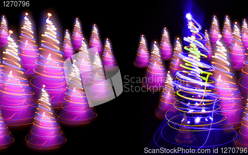 Image of christmas forest from the color lights