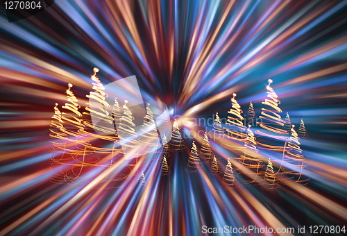 Image of christmas forest from the color lights