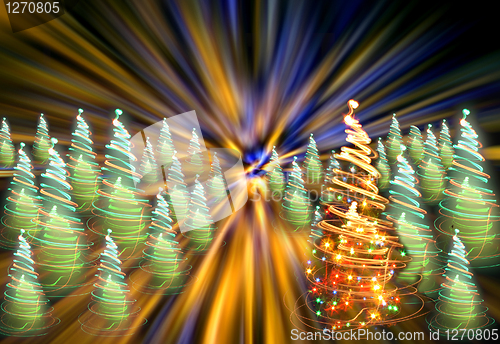 Image of christmas forest from the color lights