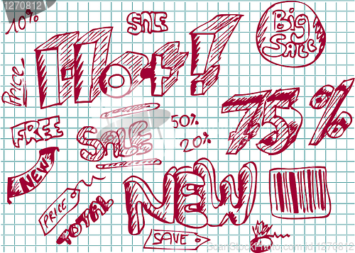 Image of hand drawn sale icons
