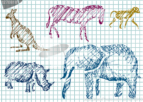 Image of hand drawn zoo animlas