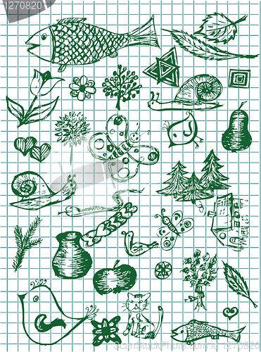 Image of hand drawn nature symbols 