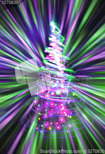 Image of christmas tree from the color lights