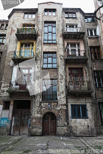 Image of old grunge house in lodz centre town