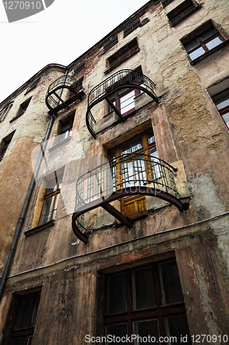 Image of old grunge house in lodz centre town