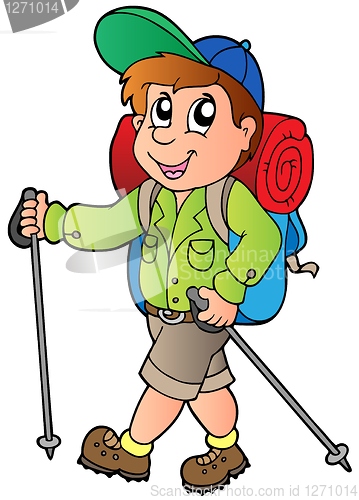 Image of Cartoon hiker boy