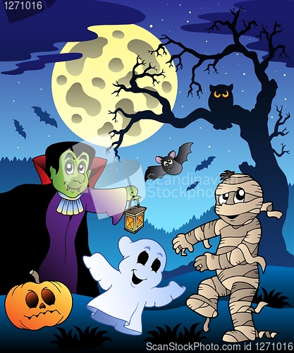 Image of Scene with Halloween tree 4