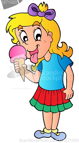 Image of Cartoon girl with icecream