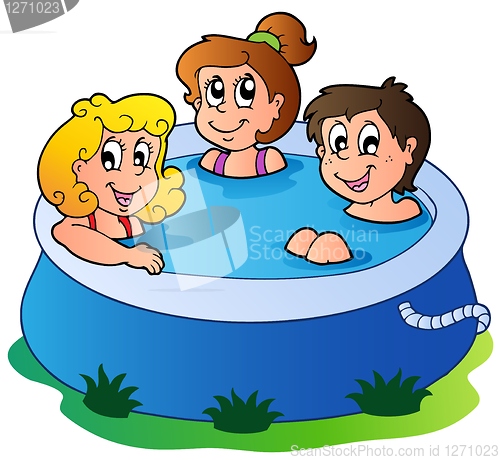 Image of Three kids in pool