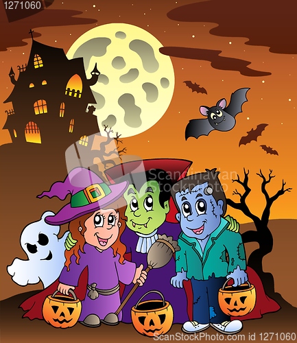 Image of Scene with Halloween mansion 9