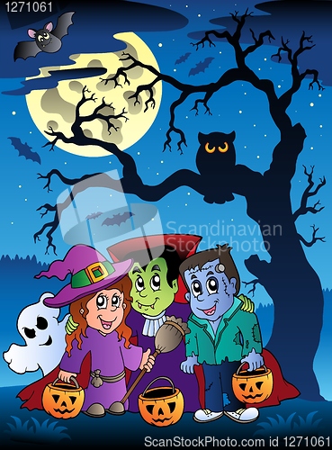 Image of Scene with Halloween tree 3