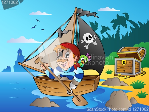 Image of Coast with young cartoon pirate 1