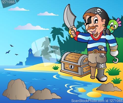 Image of Coast with young cartoon pirate 2