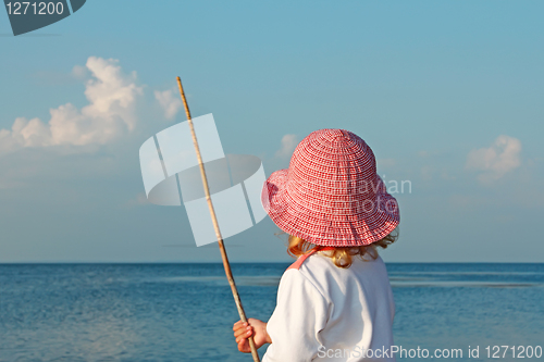Image of A little girl on the seashore