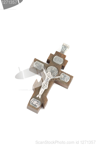 Image of silver and wooden cross