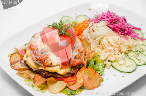 Image of Meat steak with vegetables