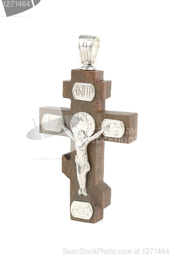 Image of silver and wooden cross