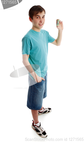 Image of Teen boy holding money