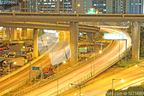 Image of traffic in downtown of Hong Kong 