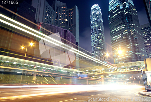 Image of traffic in Hong Kong at night 