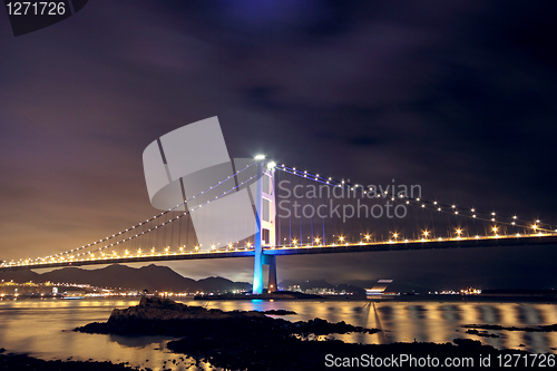 Image of Tsing Ma Bridge in Hong Kong at night