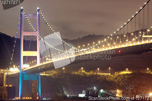 Image of Tsing Ma Bridge in Hong Kong at night