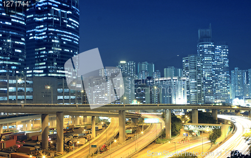 Image of traffic in downtown of Hong Kong 