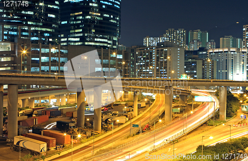 Image of traffic in downtown of Hong Kong 