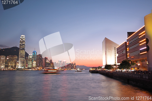 Image of Magic hour of Victoria harbour, Hong Kong 