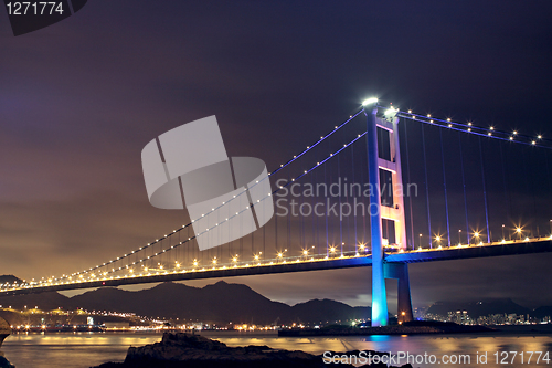 Image of Tsing Ma Bridge in Hong Kong at night