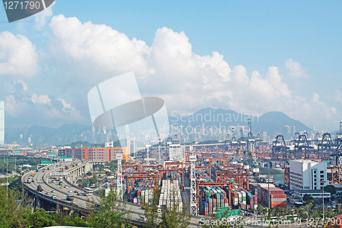 Image of highway and container terminals in Hong Kong