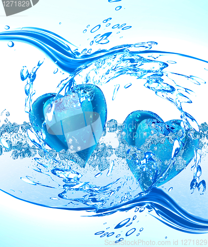 Image of Two hearts from water