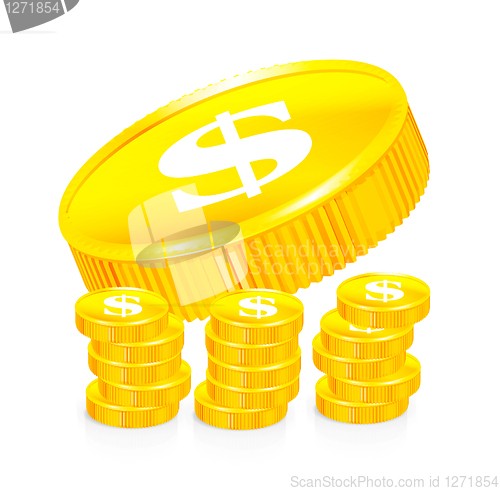 Image of Stacks of gold coins, vector