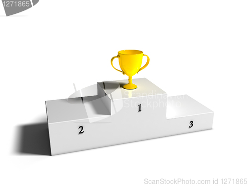 Image of First place Cup on Podium