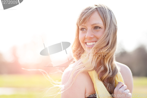 Image of Beautiful Caucasian woman outdoor