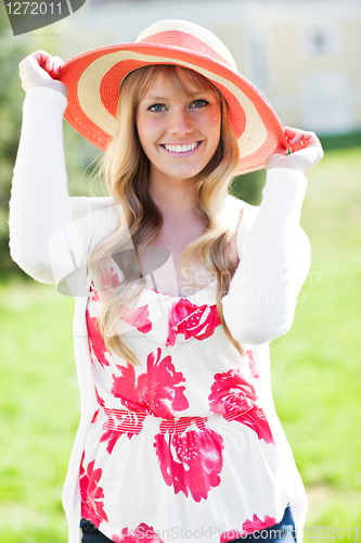 Image of Beautiful Caucasian woman outdoor