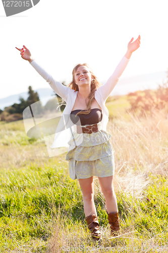 Image of Beautiful Caucasian woman outdoor