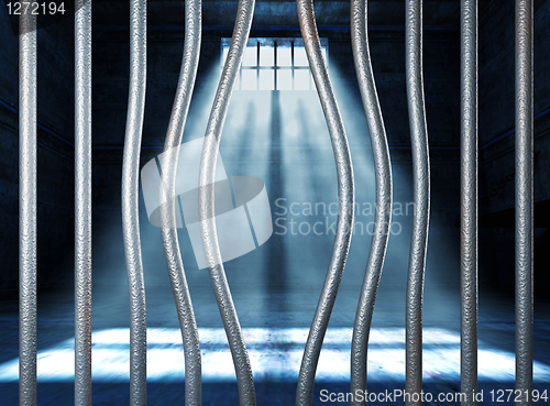 Image of prison 3d and bended metal bar