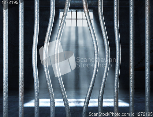 Image of prison 3d and bended metal bar