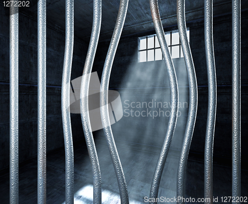 Image of prison 3d and bended metal bar