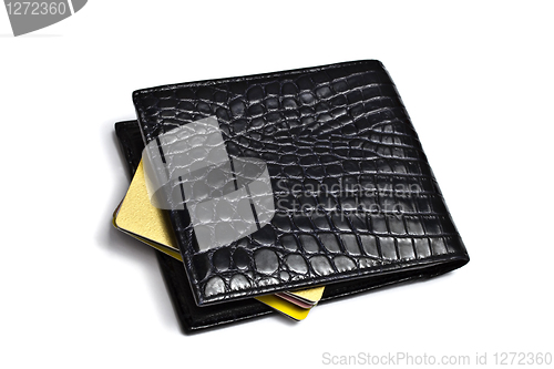 Image of Black wallet with Credit cards